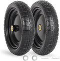 13" Flat-free Solid Tire and Wheel, with 5/8" Axle Bore Hole, 2.2" Offset Hub, Replacement 4.00-6 Wheelbarrow tire, Compatible with Garden Wagon Trolley Dolly, 2 Pack