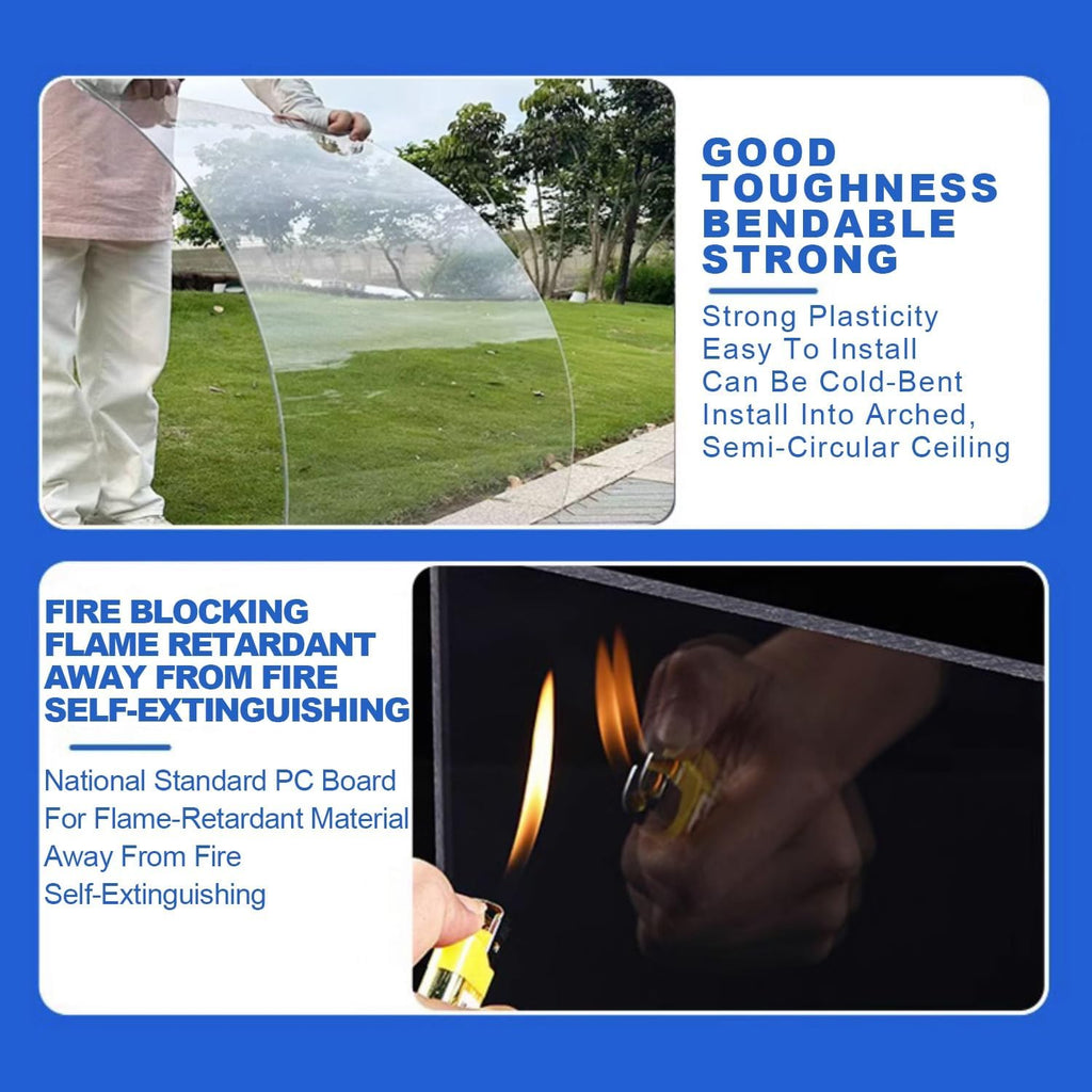 Greenhouse Panels Daylighting Roof Panels Transparent Greenhouse Panel Easy to Bend and Cut for Outdoor Gardens Greenhouses.(Transparent,4x9.8ft)