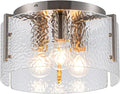 MAYNA Modern Nickel Semi Flush Mount Ceiling Light Fixture, 3-Light Glass Ceiling Light, Hallway Light Fixtures Ceiling Mount for Kitchen Entryway Bedroom Laundry Room