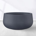 Kante 15.7" Dia Round Concrete Planter, Cement Plant Pots with Drainage Hole and Rubber Plug for Outdoor Indoor Garden Home, Modern Curvaceous Design, Dark Gray