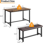 Dining Table Set for 4, Dining Room Table Set with 2 Upholstered Benches, Small Kitchen Table Set, 3 Piece Farmhouse Rectangular Dining Room Table Set, Space Saving Dining Table for Apartment