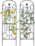 70"X18" Metal Garden Trellis for Climbing Plants, Climbing Plant Support, Heavy-Duty Steel Garden Trellis for Indoor & Outdoor Vines Plant Rose Vegetable Support Black (2, Pattern-C)