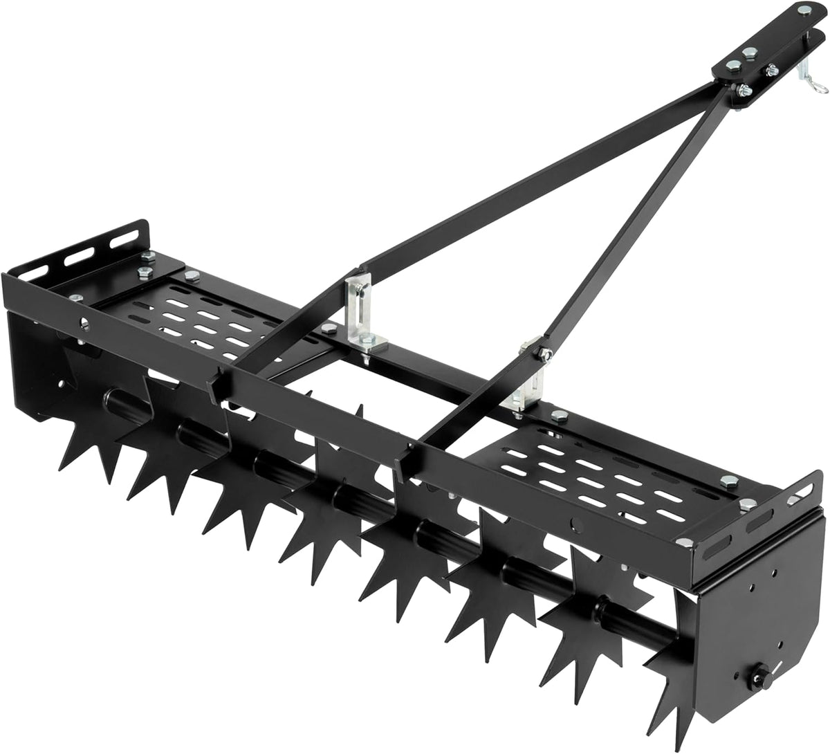 32" Tow Behind Spike Aerator Tool W/ 8 Spikes, Hitch Pin Attach to Lawn Tractor, Most ZTRs, ATVs Soil Mower Hitch, Lawn Soil Penetrator for Gardens, Lawns, Farms
