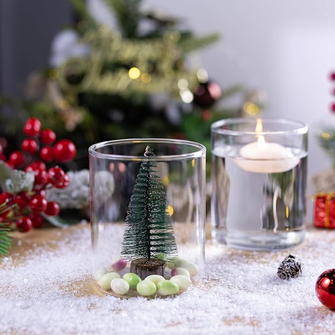 12pcs Small Glass Cylinder Vases for Centerpieces, 4 Inch Clear Flowers Vase for Wedding Decorations, Glass Hurricane Candle Holder for Home Decor Table Centerpiece