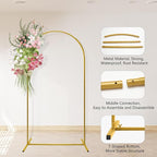 U+U 7.2FT Arch Backdrop Stand, Gold Arch Stand for Wedding Birthday Party Bridal Baby Shower Balloon Arch Decoration