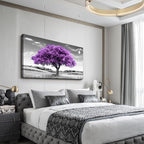 Large Canvas Wall Art for Living Room Wall Decor for Office Aesthetic Bedroom Wall Decorations Purple Tree Landscape Painting Black and White Pictures Artwork Room Modern Home Decor