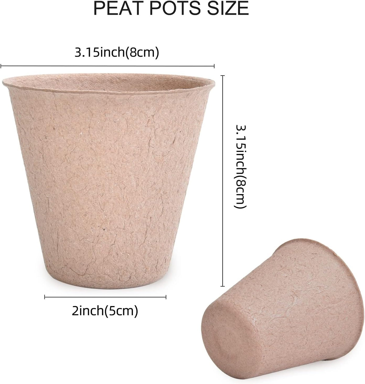 JERIA 50-Pack 3.15 Inch Peat Pots for Seedling with 50 Pcs Plant Labels,Outdoor Garden Germination Nursery Pots,Biodegradable Seed Starter Pots Kits
