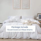 Kotton Culture 100% Washed Cotton Duvet Cover Set Queen Size - 600 Thread Count Comforter cover, Soft Linen Feel, Luxury,3-Pc Set with Zipper Closure & Corner Ties (Washed Cotton White,Queen 90"x 90")