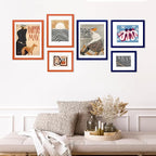 KINLINK 11x14 Picture Frame Orange, Solid Wood Frames with Acrylic Plexiglass for Pictures 5x7/8x10 with Mat or 11x14 without Mat, Tabletop and Wall Mounting Display, Set of 4