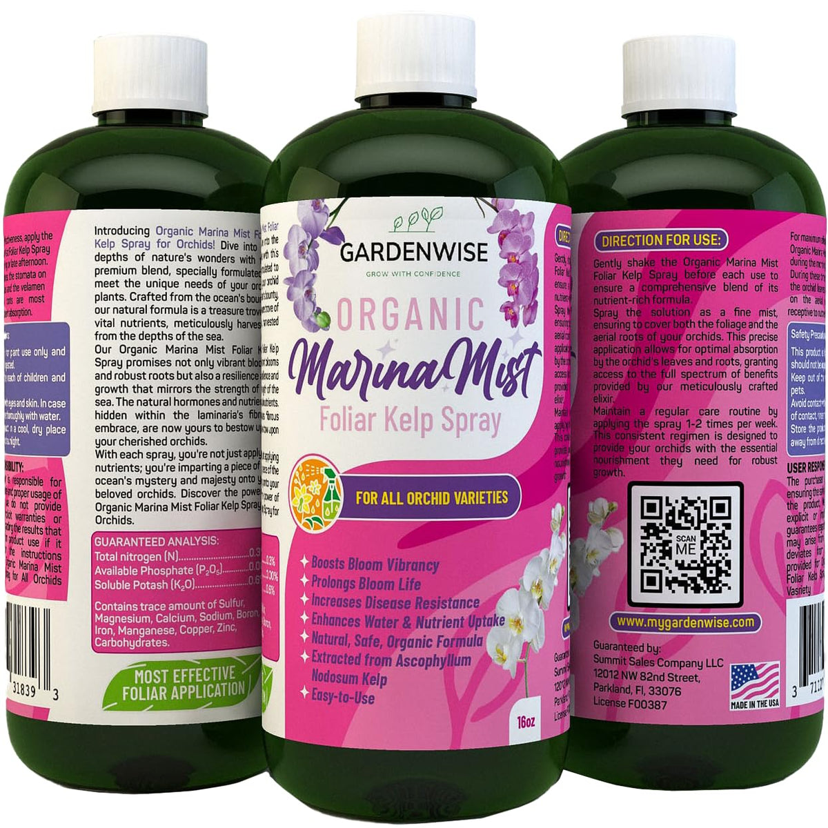 Marina Mist Orchid Fertilizer - Plant Food Mist - Liquid Seaweed Extract for Blooming - Orchid Care - Abono para Orquideas (8 oz)