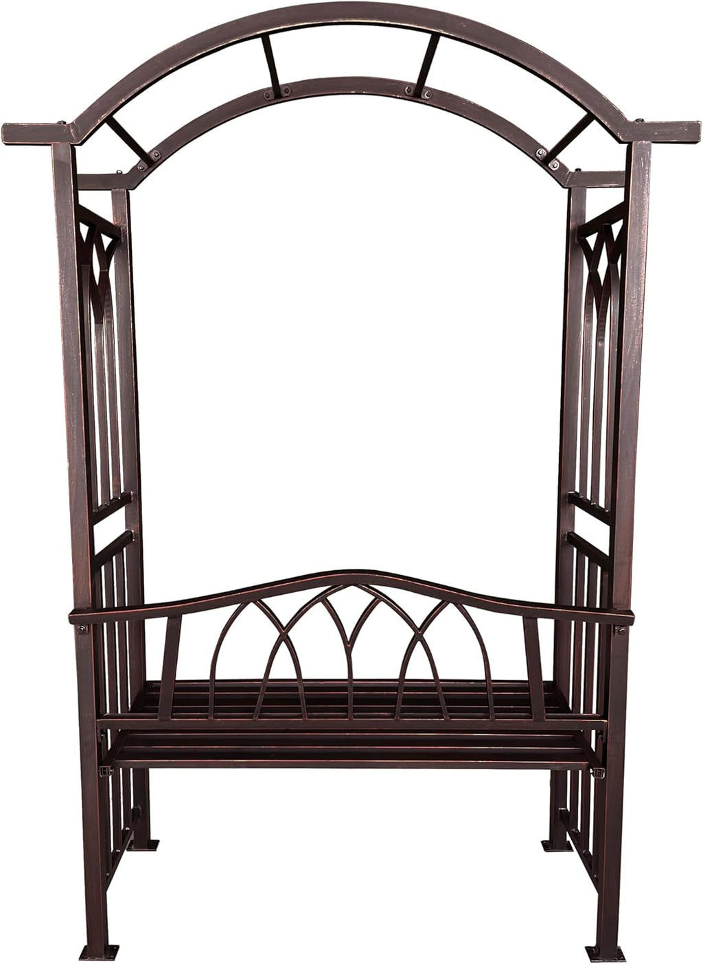 Bronze Aluminum Garden Arbor Arch with 2-Seater Bench