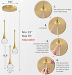 cenzoz 3-Lights Modern Pendant Lights for Kitchen Island LED Dimmable Crystal Glam Ceiling Pendant Lighting Chandelier for Dining Room Hallway Bedroom Corner Lamp Antique Gold