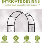 Outvita 7FT Garden Arch Arbor with Entry Door and Plant Frame, Heavy Duty Metal Arbour Archway, Decorative Frame Stand Trellis with Ground Stakes for Wedding Ceremony Party Plant Patio Black