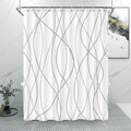 Punkray Grey and White Striped Polyester Shower Curtain for Bathroom with 8 Hooks, Weighted Hem, Waterproof Bath Accessories Hotel Style, 54 x 72