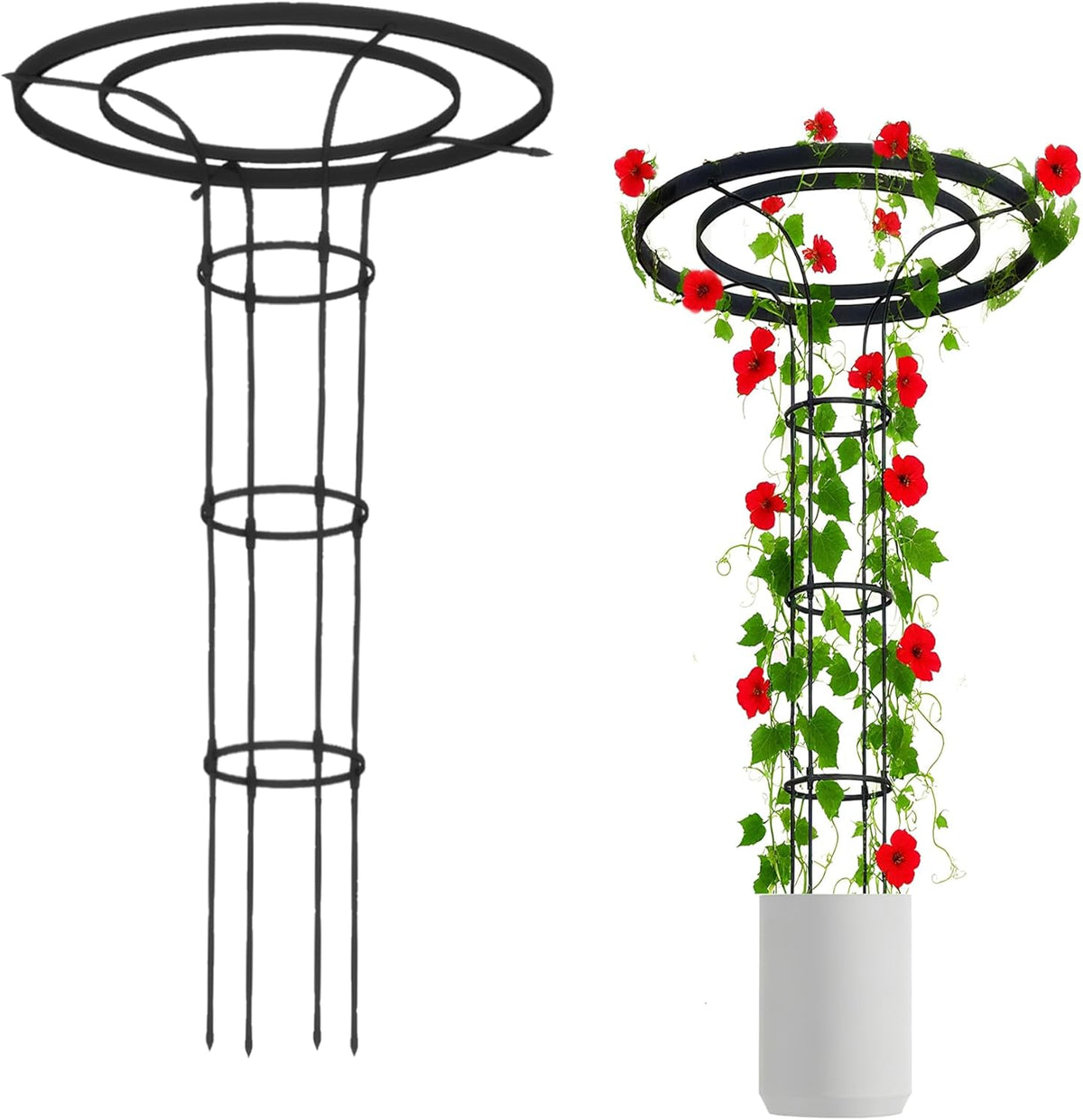 Garden Trellis for Climbing Plants Outdoor, 4.6FT Tall Metal Obelisk Trellis, 55.1" Umbrella Trellis for Potted Plants, Mushroom Top Trellises for Vines, Rose, Clematis, Pea, Bean, Tomato
