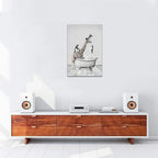 Funny Wall Art Giraffe and Penguin Bathroom Pictures for Kids - Animals in Bathtub Canvas Prints Artwork - Home Decorations for Bathroom, Bedroom, Toilet - Framed