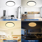 20 Inch Black Led Ceiling Light, Dimmable with Remote Control, Modern, Ultra Thin Flush Mount, Round Light Fixtures, 48W, 4800 Lumen, for Bedroom, Living Room, Kitchen, Dining Room