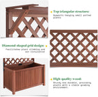 AMERLIFE 2 Pack Raised Garden Bed with Trellis for Vegetables, Climbing Plants, Durable Natural Wood Planter Box with Drainage Holes, Privacy Planter for Outdoor Yard & Patio, Easy Assembly