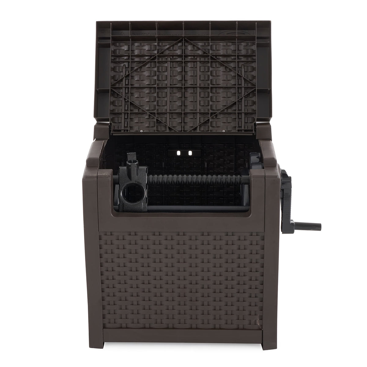 Suncast Hose Reel with Smart Trak Hose Guide, Water-Tight Connection, Durable Resin Construction, 225' Hose Capacity, Brown, Made in the USA