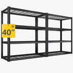 REIBII 40" W Garage Shelving 2240 LBS Storage Shelves Adjustable Metal Shelving Heavy Duty 4 Tier Metal Shelves for Storage Pantry Basement Warehouse 40" W × 19.5" D × 59.5" H, 2 Pack