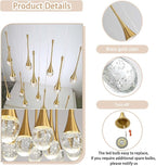 14-Light Modern LED Pendant Lighting Fixture for Kitchen Island Raindrop Crystal Chandelier Gold Chandelier for Dining Room High Ceiling Chandeliers for Staircase Foyer Hallway Villa