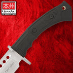 Honshu Boshin Seax Knife | 19 3/8" Full-Tang Stainless Steel Blade | Textured TPR Handle | Premium Leather Sheath with Paracord Lanyard | Modern Tactical Seax Design | 25 3/4" Overall Length