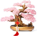 Natural Rose Quartz Gemstone Crystal Bonsai Tree of Life Large Feng Shui Money Chakra Tree for Luck and Wealth Decoration(1,251 Gem Count)