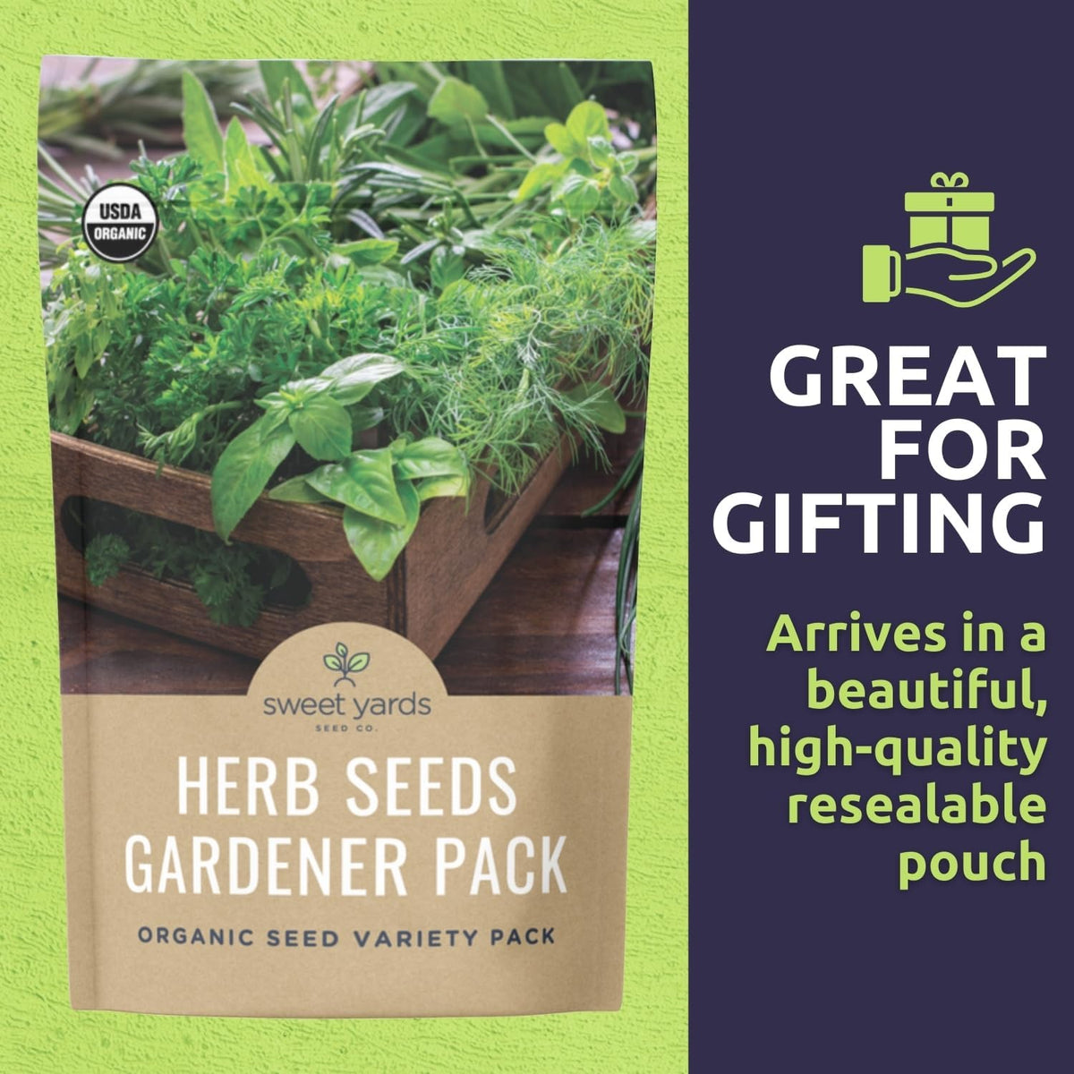 Organic Herb Seeds Variety Pack - 16 Individual Packs - 2025 Season - Basil, Cilantro, Dill, Thyme, Parsley and More! for Indoor & Outdoor Planting (Non-GMO, Certified Organic)