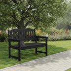 GarveeLife 2-Person Poly Lumber Garden Bench, Slatted Patio Loveseat, Weather-Resistant Outdoor Seating for Yard, Garden, Porch, Park or Backyard, Black