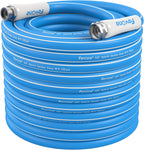 Fevone 100 ft x 5/8" Heavy Duty Garden Hose, Drinking Water Safe, Flexible & Kink-Free Hybrid Polymer Water Hose, Lightweight Outdoor Hose with 3/4" Solid Aluminum Fittings