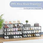 TY ARTS & CULTURE 2 Pack 9-Tiers Shoe Rack Organizer, Sturdy Metal Pipes & Durable Non-Woven Fabric, Space Saving Tall Shoe Shelf Hold 72-90 Pairs, Shoe Rack for Entryway (Black)