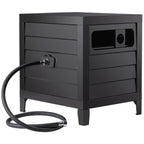 AQUAZILLA Metal Garden Hose Reel Deck box, Durable Steel Garden Hose Storage Box Cabinet, 150ft 5/8" Garden Hose Capacity. - Hose guide Manual Rewind, No-leak aluminum water connections