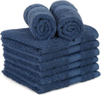 Casa Lino Face Towels & Body Wash Cloths for Showering - 100% Cotton Wash Cloths for Bathroom - Highly Absorbent & Quick Drying Washcloth Set - Cotton Washcloths 24 Pack (12" x 12") - (Cobalt Blue)