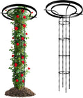 Mushroom Top Trellis for Climbing Plants Outdoor, 5.74FT Decorative Obelisk Plant Support with Rustproof PE-Coated Metal Poles, Rose Trellis for Clematis Ivy, Black