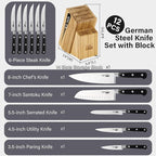 Cooks Standard Kitchen Knife Set with Block 12-Piece, Stainless Steel Forge High Carbon German Blade with Expandable Bamboo Storage Block for Extra Slots, Black