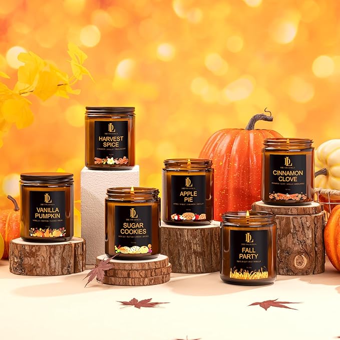 Fall Candle | Harvest Spice Scented Candle - Autumn Home Decor, 7oz Autumn Soy Candles with 50hr Burn Time, Holiday Thanksgiving Fall Gifts for Women Men