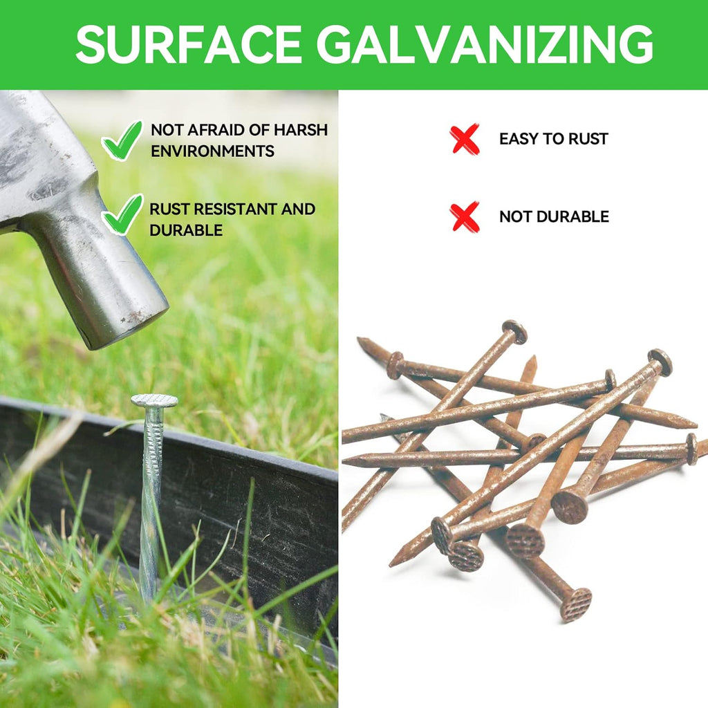 8 Inch Heavy Duty Landscape Stakes with Gasket Caps - 50 Sets Galvanized Spiral Garden Landscape Stakes Kit for Securing Weed Barrier Fabric, Artificial Turf, Tent and More