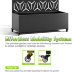 15.7"×70.9"×35.4" Metal Raised Garden Bed with Trellis and Wheels - Tall Trellis Planter Box for Climbing Plants, Vegetables & Vines - Outdoor Privacy Planters for Patio (Black-Star)