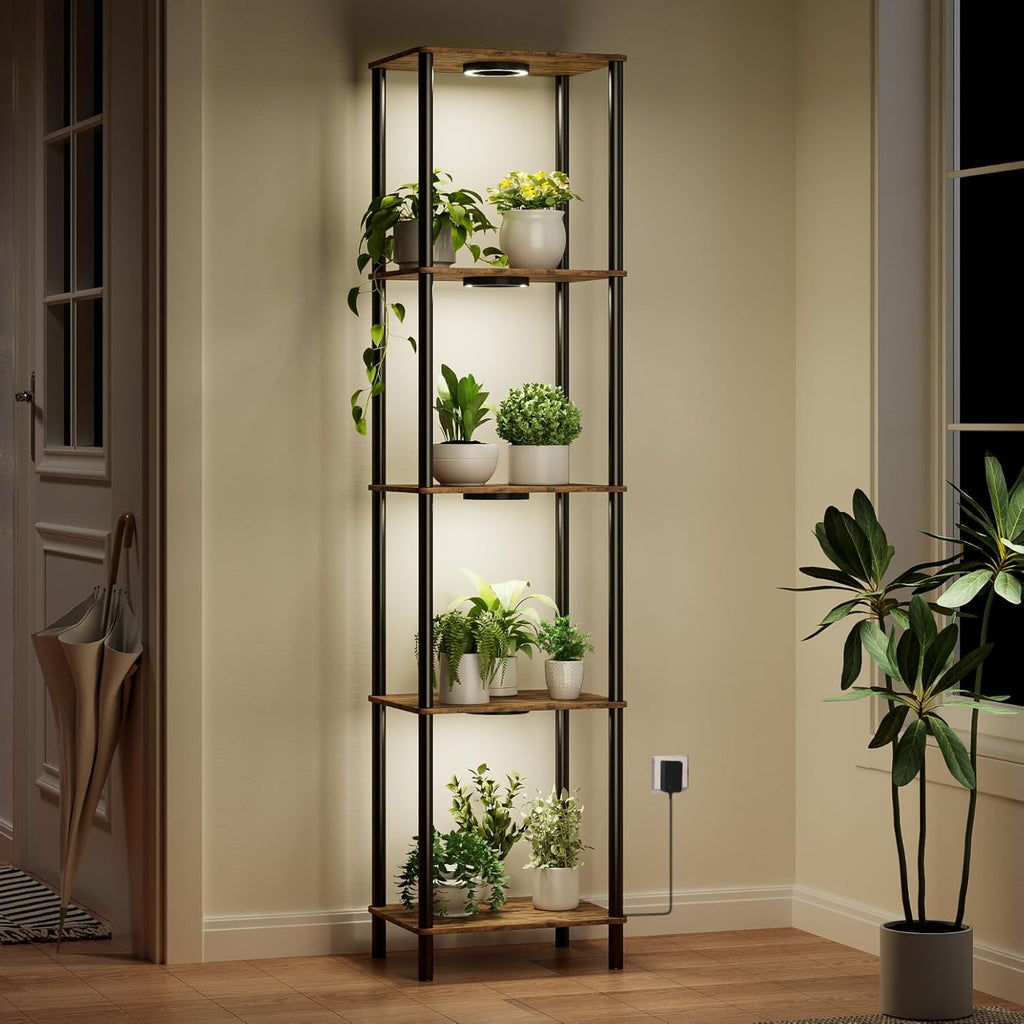 Bstrip Plant Stand Indoor with Grow Light, 66" Tall Indoor Plant Shelf, 5 Tier Flower Stand with Plant Light Full Spectrum, Metal Plant Holder with Light, lighted Plant Rack for Home, Corner, Patio