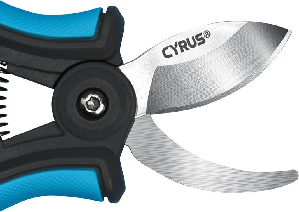 CYRUS 6” Gardening Scissors Hand Pruner Pruning Shear with Curved Stainless Steel Blades Plant Shears Garden Clippers Handheld