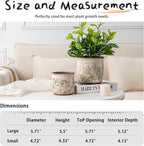 Set of 2 Ceramic Planters for Indoor Plants, 4.7+5.7 Inch Vintage Pots without Drainage Hole , Pastoral Rustic Planter Set, Decorative Ceramic Plant Pots for Flower, Indoor Planter Pots for Home Decor