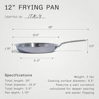 Made In Cookware - 12-Inch Stainless Steel Frying Pan - 5 Ply Stainless Clad - Professional Cookware - Crafted in Italy - Induction Compatible