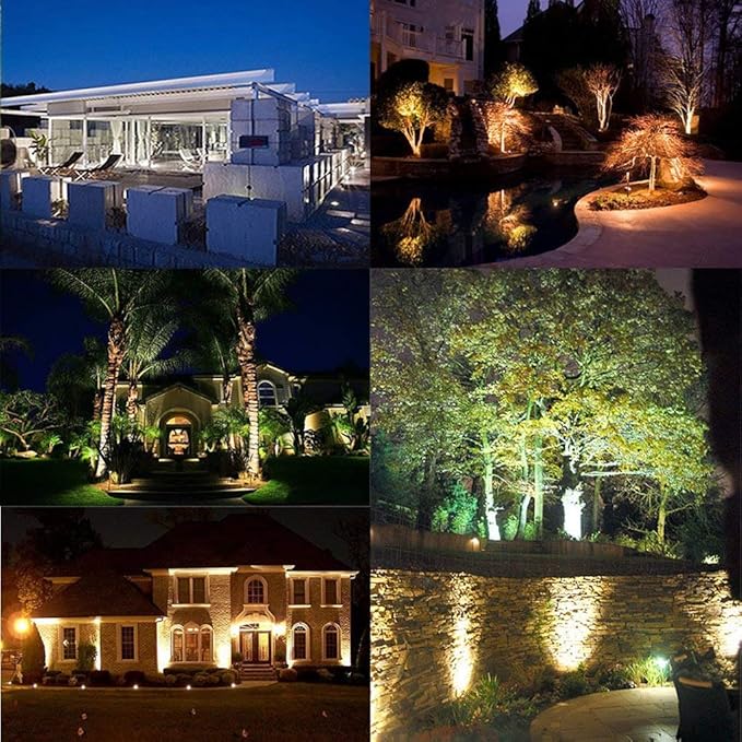 Z Outdoor Landscape LED Lighting 5W Waterproof Graden Lights COB Led Spotlights with Spiked Stand for Lawn Decorative Lamp US 3- Plug 3500K Warm White Lights (2 Packs)