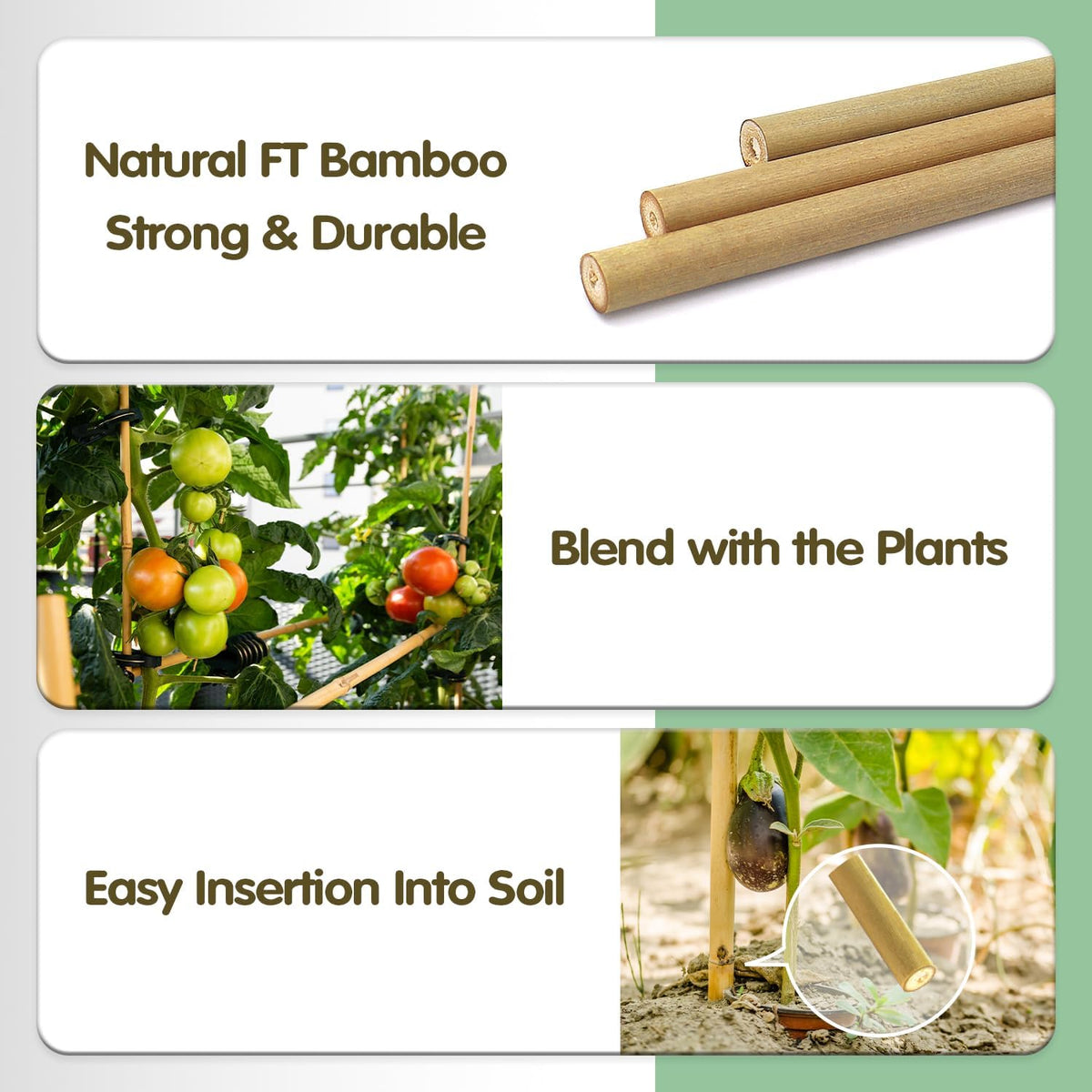 Bamboo Stakes,3FT Natural Bamboo Garden Stakes,BOVITRO 25Pcs Plant Stakes,Bamboo Sticks for Tomato,Beans,Vegetable and Climbing Plants