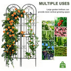 2 Pack 86.7" H x 19.7" W Metal Garden Trellis for Climbing Plants Outdoor, Black Lattice Panel, Sturdy Plant Support for Roses, Vines, Cucumbers & Vegetables
