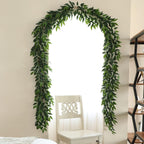 3 Strands Italian Ruscus Artificial Vines, 73" Silk Vine Garland with Green Leaves, Fake Hanging Plants Greenery Decor for Home, Bedroom, Wall, Party, Wedding Decoration