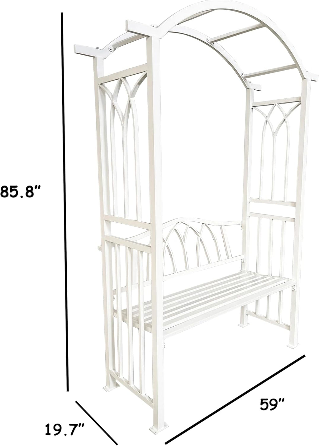 White Aluminum Garden Arbor Arch with 2-Seater Bench