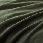 JIYUAN 100% Washed Cotton Duvet Cover Set 2 Pieces Twin, 1 Duvet Cover 68x90 Inches(Comforter Not Included) and 1 Pillowcases,Linen Feel Bedding Set Comfy and Breathable,Olive Green