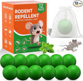 Rodent Repellent 12 Pack, Natural Peppermint Mouse Repellent Balls, Safe for Family & Pets, Indoor & Outdoor Pest Control for Mice Rats Roaches Spiders Ants, for Home Garage Basement Attic Kitchen