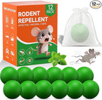 Rodent Repellent 12 Pack, Natural Peppermint Mouse Repellent Balls, Safe for Family & Pets, Indoor & Outdoor Pest Control for Mice Rats Roaches Spiders Ants, for Home Garage Basement Attic Kitchen